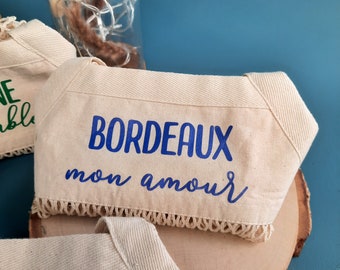 Sac Filet de courses Personnalisé Bordeaux Mon amour Bleu électrique