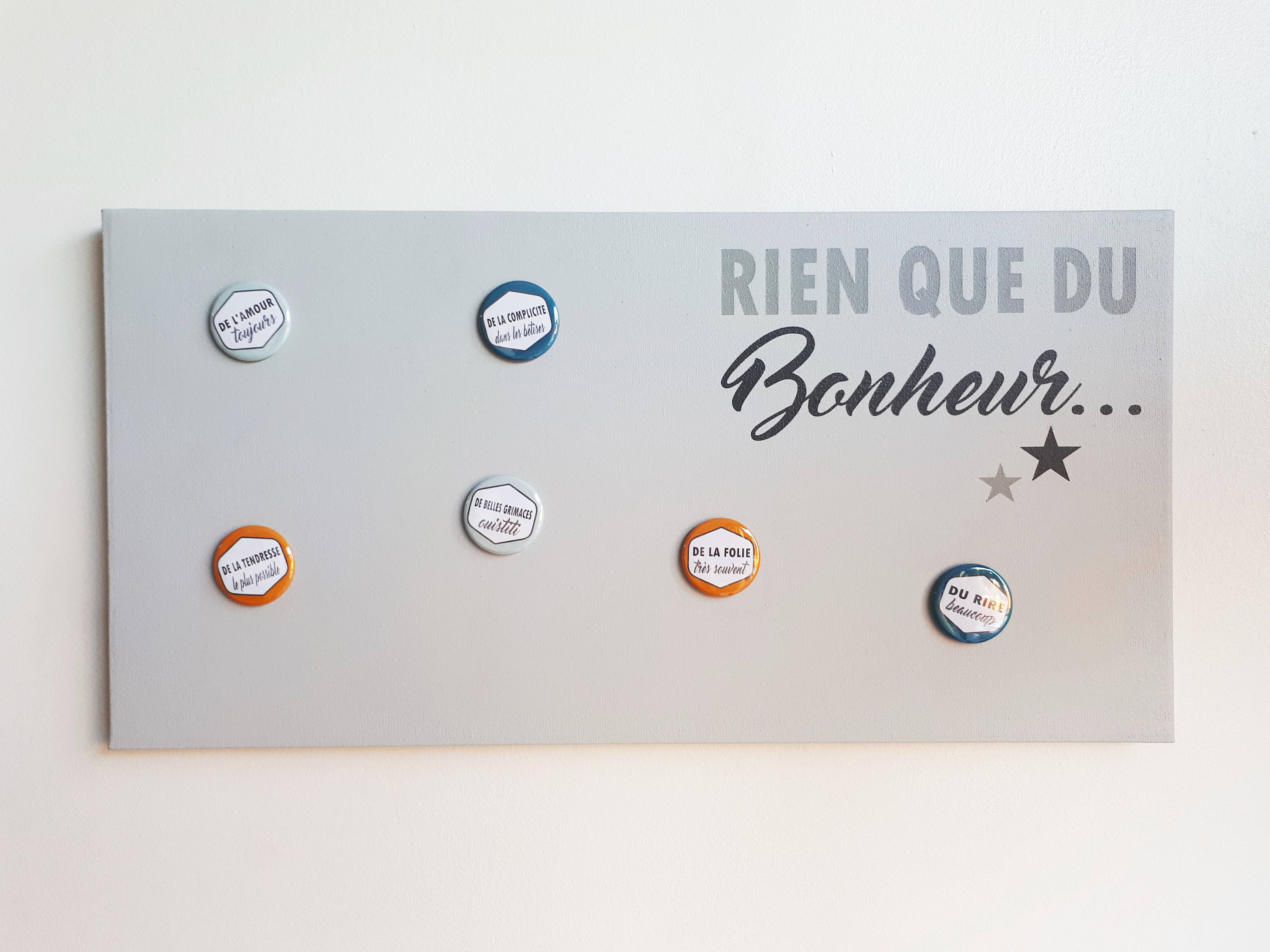 Pêle-Mêle Magnétique 25x50 Gris Canard Moutarde et Vert d'eau - Rien Que Du Bonheur