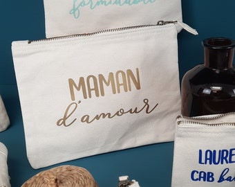 Pochette personnalisée - Trousse de sac personnalisable - Maman d'amour Doré