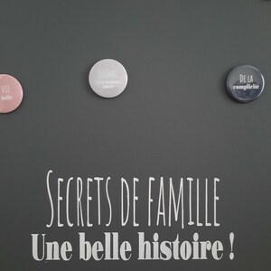 Magnetic board 40x50cm personalized FAMILY SECRETS A Beautiful Story Anthracite Gray and White image 2