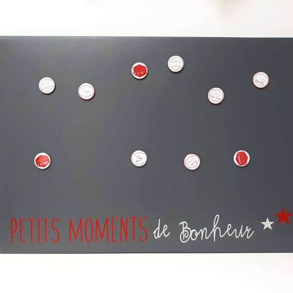 Pêle-Mêle magnétique 70x50 Anthracite et Rouge - Petits Moments de Bonheur