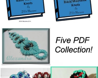 5 PDF Macrame Collection. Sine Wave, Basic Wave and Beaded Circle