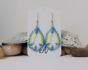 Pendientes de lágrima azul claro, pendientes de cuentas de peyote E334