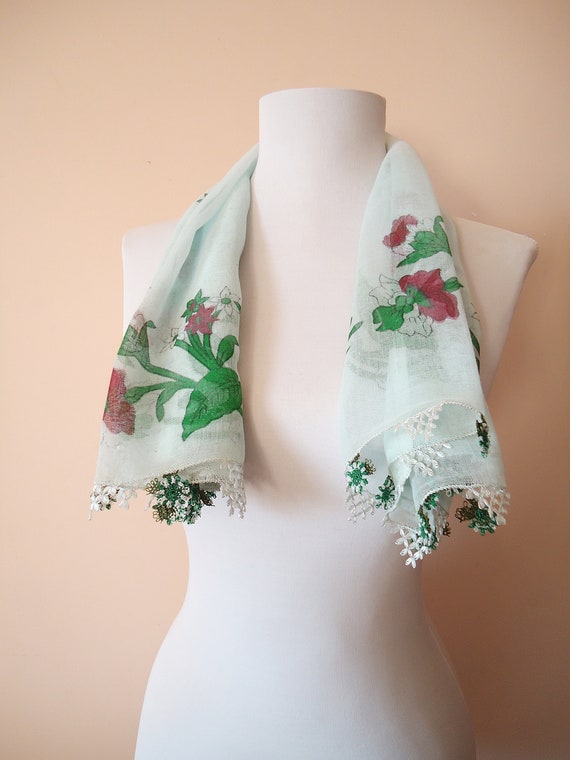 Vintage Cotton scarves, Turkish Scarf, Delicate l… - image 9