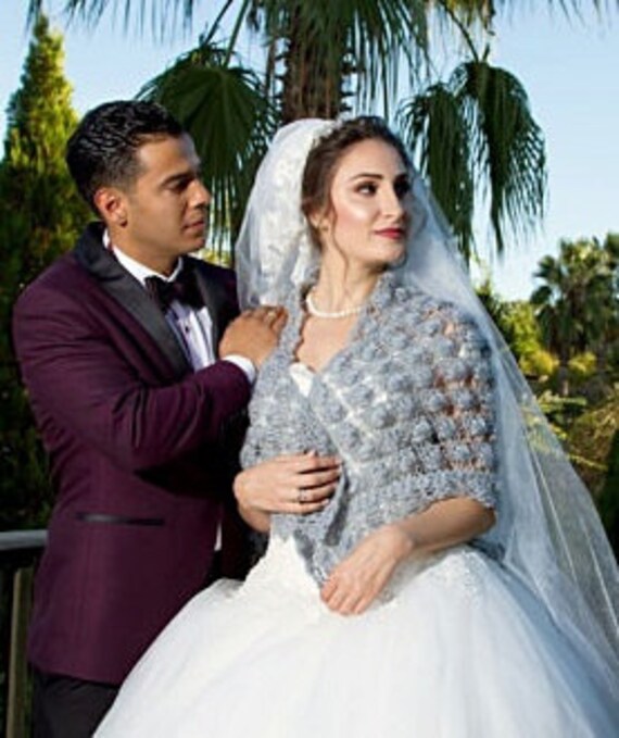 Gray Bridal Shrug Wedding Shawl Bridal Bolero Winter Wedding Etsy