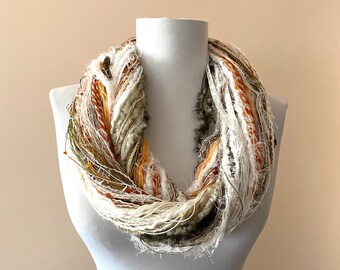 Mix color yarn scarf, Knotted scarf all fringe scarves womens scarf