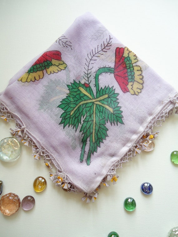 Vintage Lilac Cotton Scarf, Traditional Turkish y… - image 1