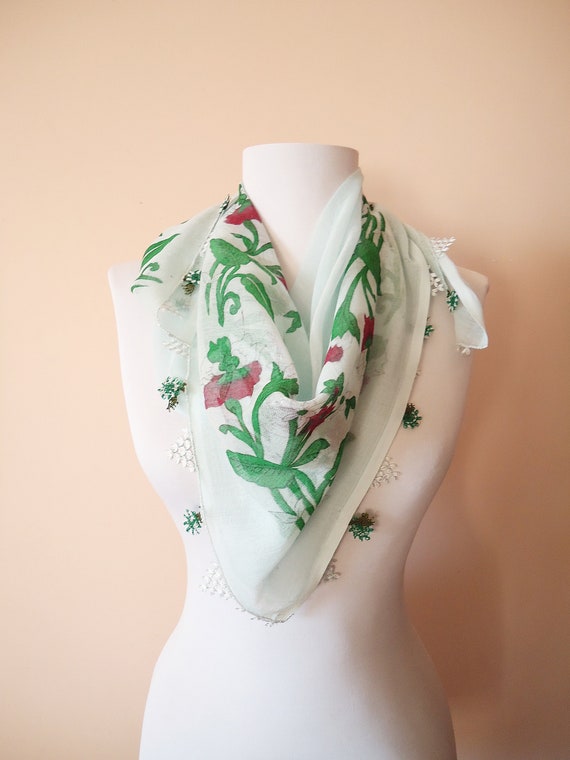 Vintage Cotton scarves, Turkish Scarf, Delicate l… - image 5