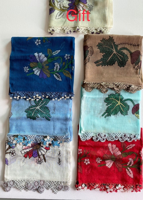 Vintage Cotton scarves, Turkish Scarf, Red Cotton 
