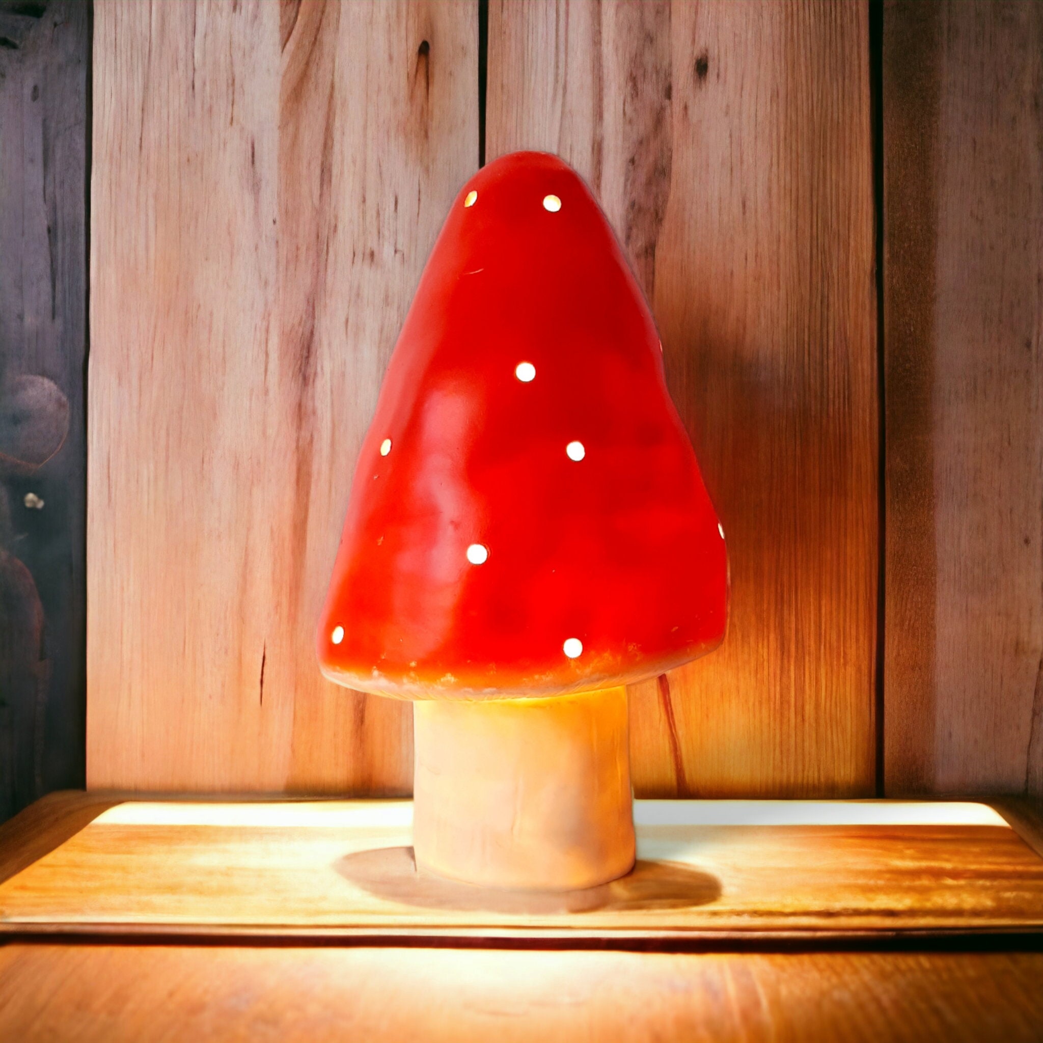 Vintage Heico Table Lamp Mushroom Red With White Dots Etsy Ireland