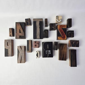 Vintage Houten Drukletters | Oude Drukkerij Letters en Cijfers | Typografie decor | industriële printblokken | Vintage Stempels