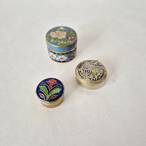 Vintage/Antique pill boxes Cloissonné | Victorian style pill boxes | Perfume box enamel