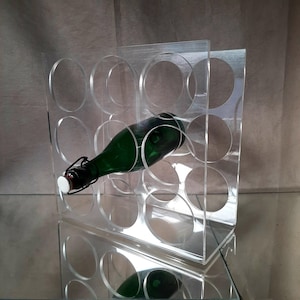 Wine rack | Vintage plexiglass | Perspex wine rack for 6 bottles | 80s wine rack