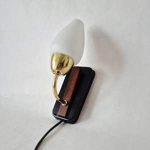 Black metal wall lamp | Glass wall lamp | Vintage wall lamp | 1960s wall lamp