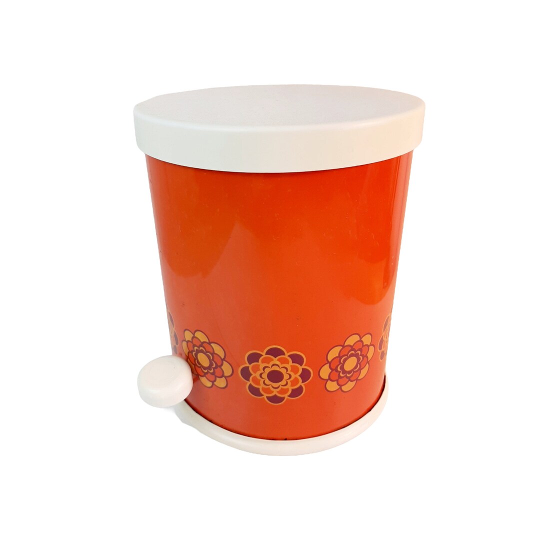 Vintage Pedal Bin 70s Garbage Can Trash Can Flower Power Etsy