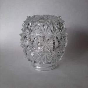Pantalla de lámpara años 60 transparente con facetas | Bola de cristal con rosca | Pantalla de lámpara de repuesto | Pantalla de cristal