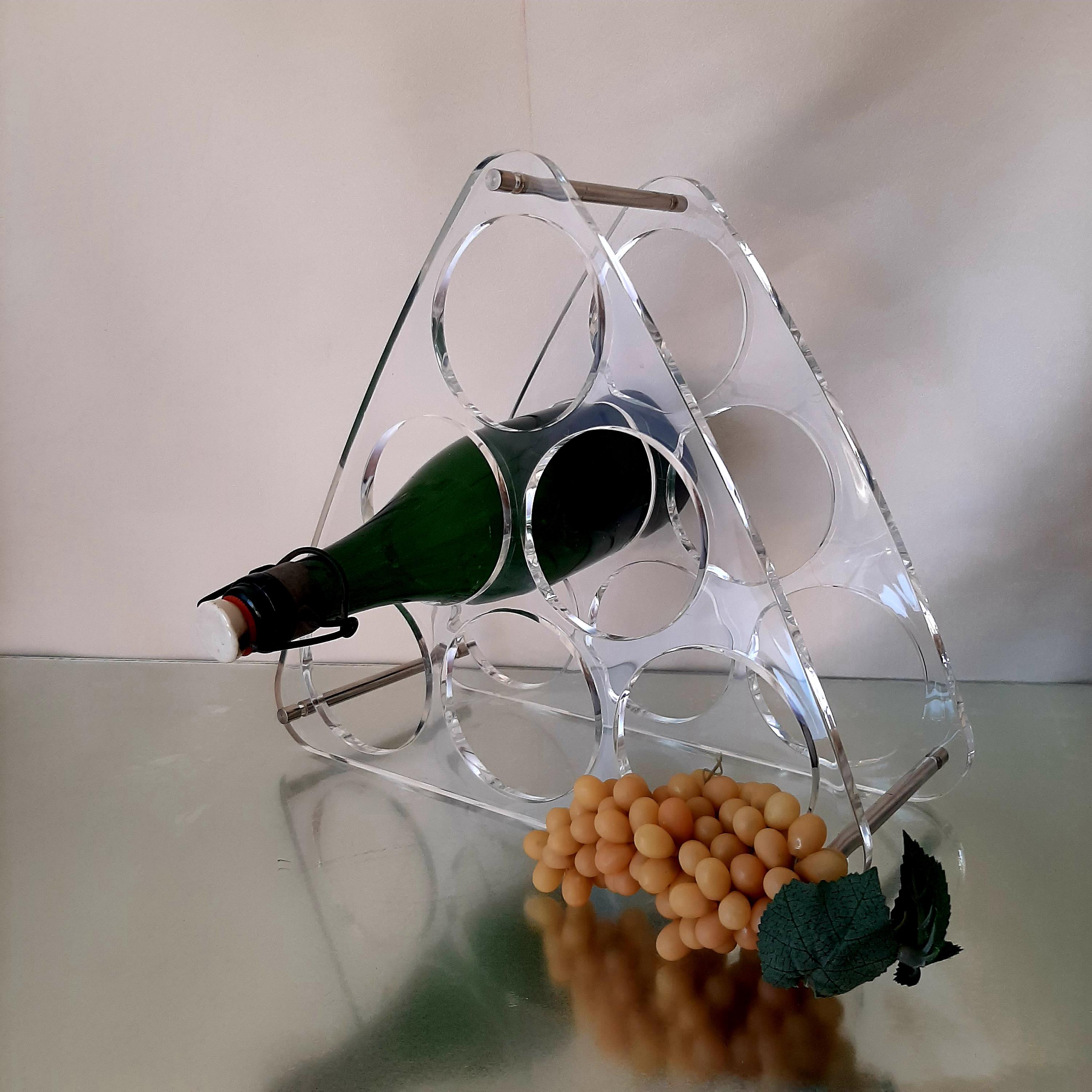Wine rack | Vintage plexiglass | Perspex wine rack for 6 bottles | 80s wine rack