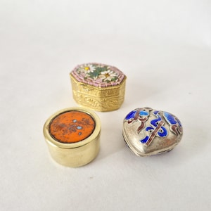 Vintage/Antique Cloissonné Pill Boxes | Victorian Style Pill Boxes | Enamel Pill Box | Micro Mosaic | Italian Pill Box