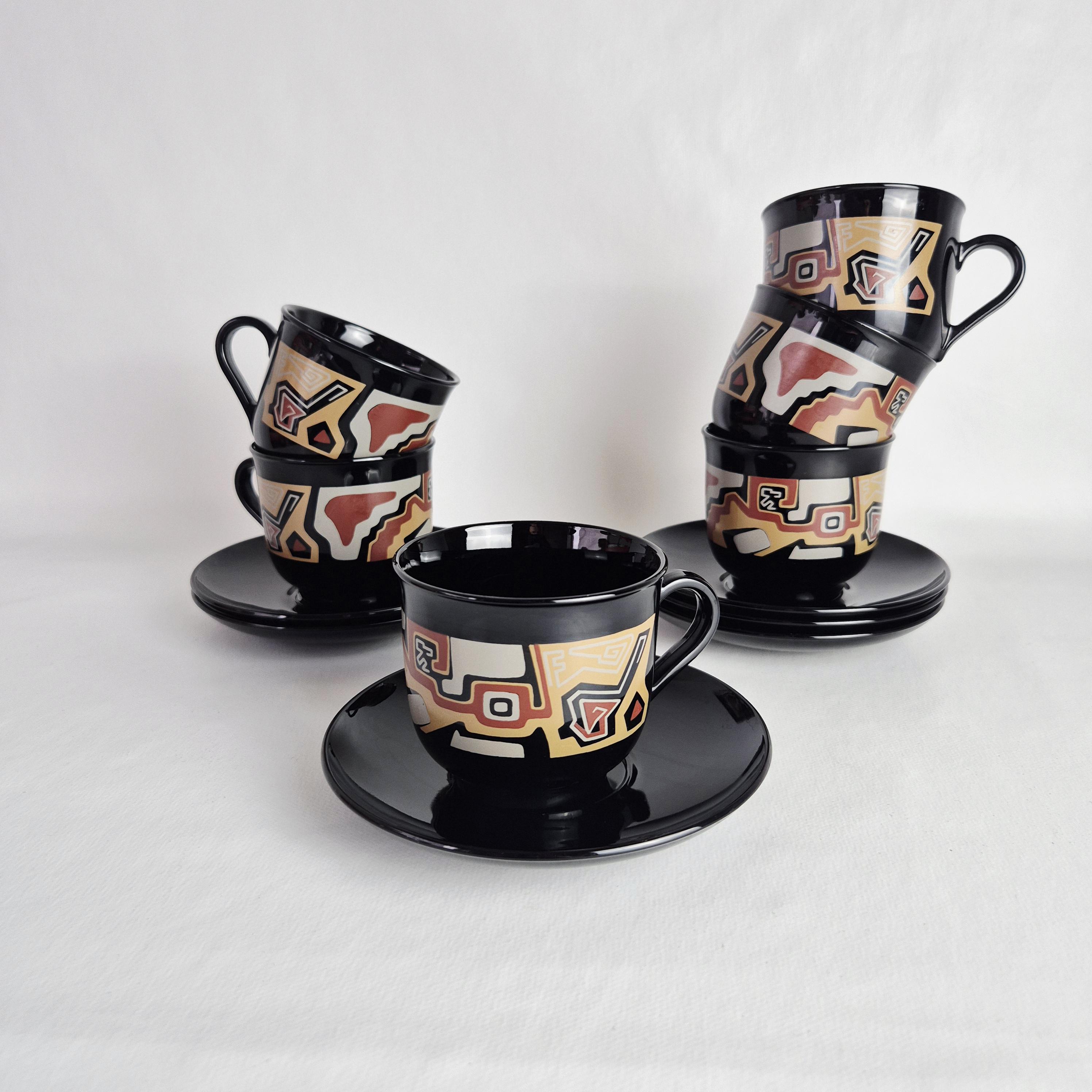 Set of 6 Arcopal France Tampico | Vintage Coffee Set | Set of 6