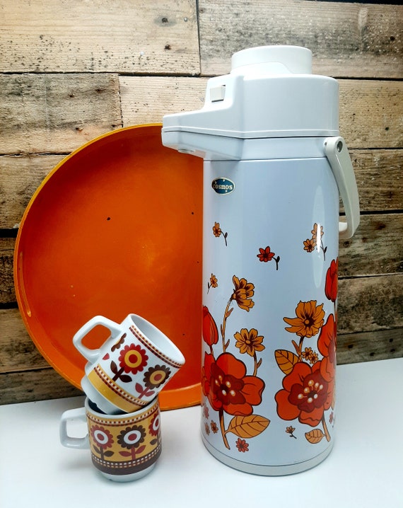Vintage Wildflower Thermos / Coffee Carafe / Beverage Dispenser / Yellow  Thermos / 70s Floral 