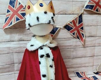 Cape et couronne des rois Ensemble de costumes photoprop pour bébé Kings Photoprop pour enfants Cape royale Couronne des rois Cape et couronne de couronnement royal Velours rouge