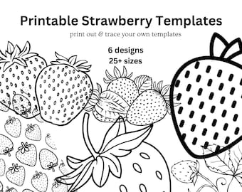 Strawberry Template Set: Fruit Craft, Paper Art (PDF Download, 7 Pages A4 Size) Free Motion Sewing Applique