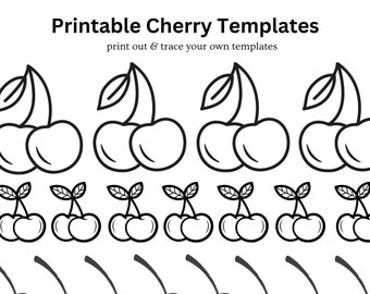 Cherry templates for coquette 4 page cherries templates paper craft project INSTANT PDF download coquette craft project kids craft activity