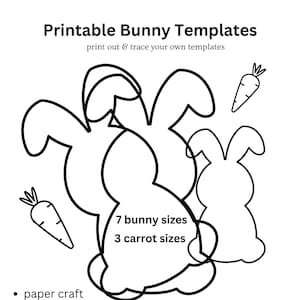 Modelos de coelhinhos da Páscoa para imprimir, modelo de coelho de 4 páginas, projeto de artesanato em papel, download instantâneo em PDF, projeto de artesanato de Páscoa, atividade de artesanato para crianças