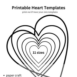 Modelos de coração para o dia dos namorados, modelos de coração de 4 páginas, projeto de artesanato em papel, download instantâneo em PDF, projeto de artesanato para dia dos namorados, atividade de artesanato para crianças