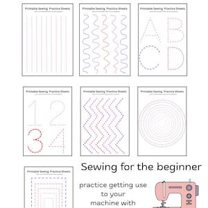Folhas de exercícios de costura, moldes de costura para iniciantes, PDF A4 (7 páginas)