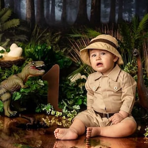 Mini Explorer foto prop kostuum baby ontdekkingsreiziger kostuum safari kostuum baby safari outfit baby safari cakesmash outfit Jungle sitter kostuum