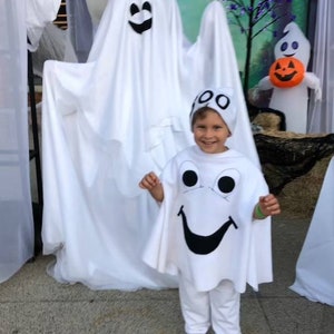 Halloween Ghostly Ghoul Costume, Childrens Halloween Dressup Ghost Poncho and Separate Hat,kids ghost costume,baby ghost costume,BOO costume image 2