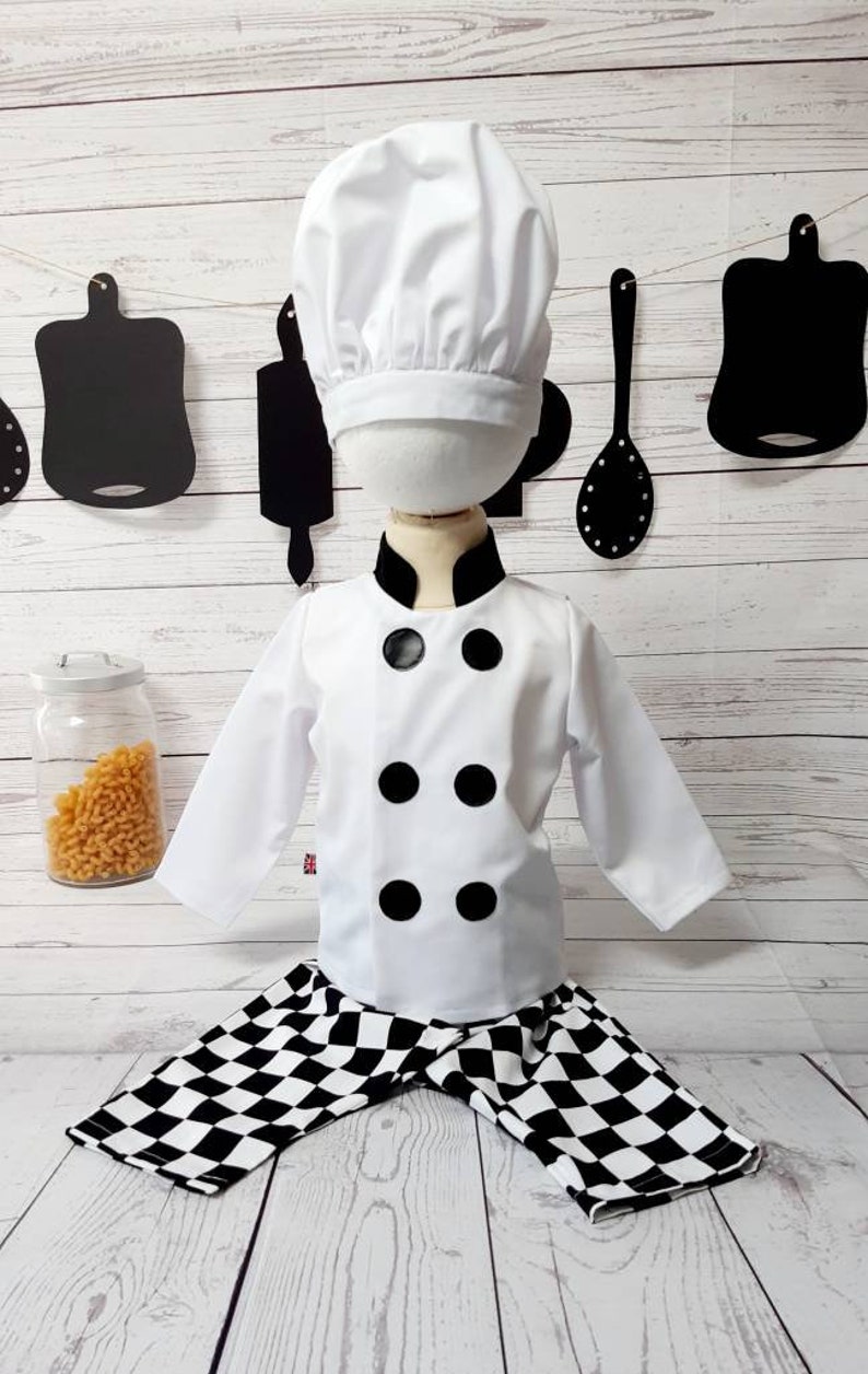 Baby Chef Costume: Cotton Photo Prop Outfit, Cakesmash Outfit image 4
