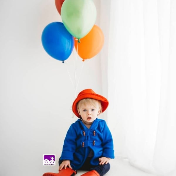 Baby Blue coat & Red Hat photo prop Costume baby prop photo outfit baby blue cakesmash outfit  book day prop costume photography use only