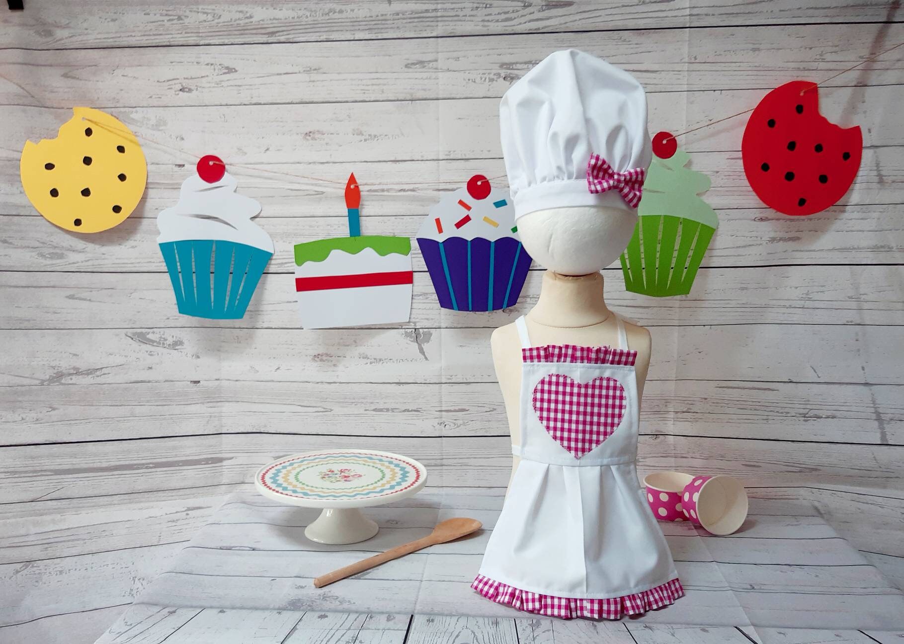 Baby Chef Costume: Pink Gingham Apron & Hat - Cakesmash Photo Prop - Etsy