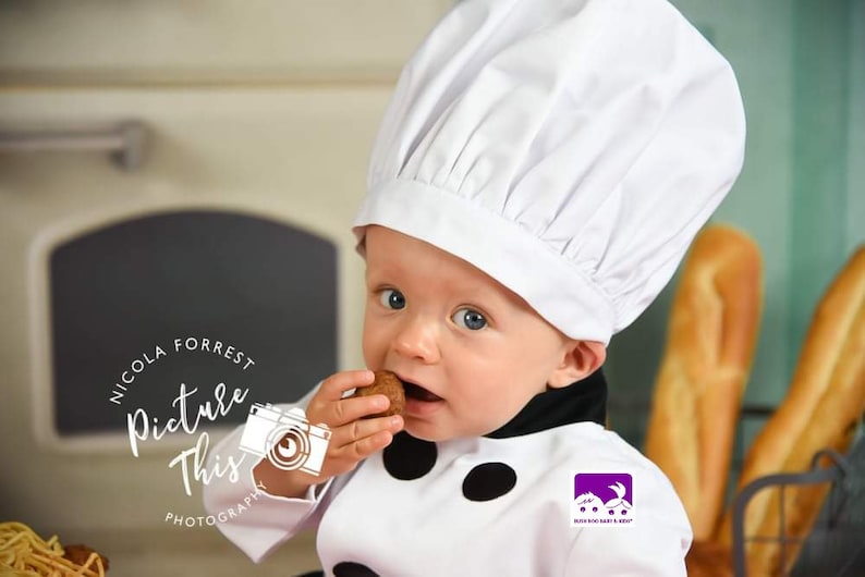 Baby Chef Costume: Cotton Photo Prop Outfit, Cakesmash Outfit image 2