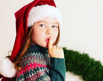 Children's Baby Santa Hat: Red Velvet Newborn Photo Prop