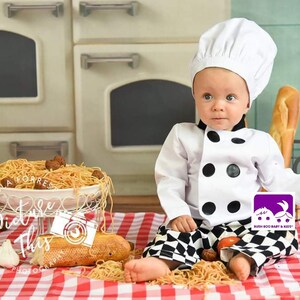 Baby Chef Costume: Cotton Photo Prop Outfit, Cakesmash Outfit image 5
