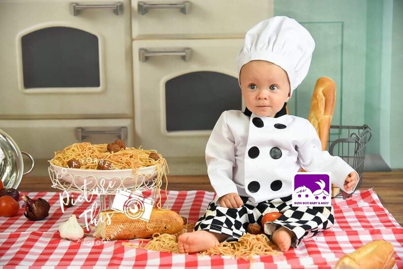 Baby Chef Costume: Cotton Photo Prop Outfit, Cakesmash Outfit image 5