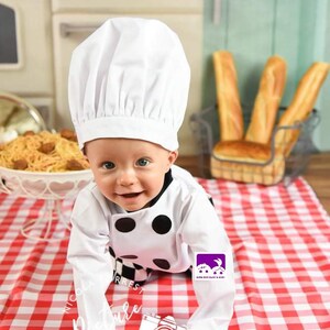 Baby Chef Costume: Cotton Photo Prop Outfit, Cakesmash Outfit image 3