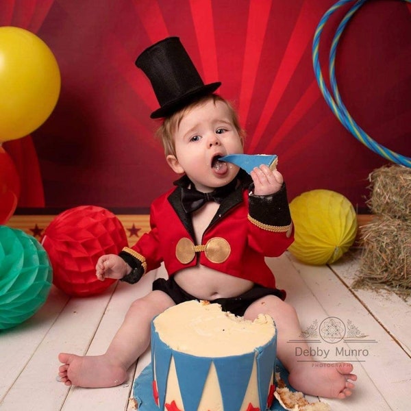 Ringmaster photo prop Costume baby greatest showman circus costume showman outfit baby ringmaster circus cakesmash outfit sitter costume