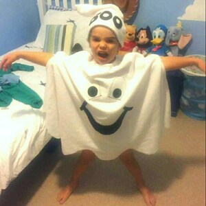 Halloween Ghostly Ghoul Costume, Childrens Halloween Dressup Ghost Poncho and Separate Hat,kids ghost costume,baby ghost costume,BOO costume image 5