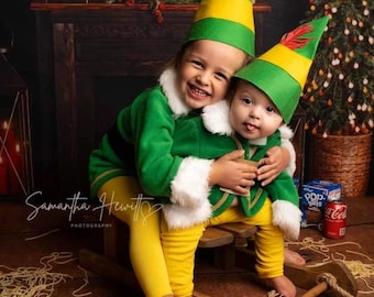 Baby Christmas Elf Costume: Green Photo Prop Outfit