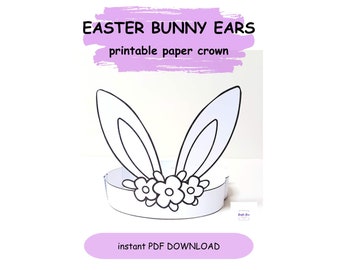 Easter Bunny Ears Crown Template Easter bunny headband Coloring Printable Kids Craft DIY Party Crown Paper Craft INSTANT PDF download