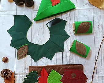 Felt Woodland Costume Accessories: Hat, Cuffs & Belt