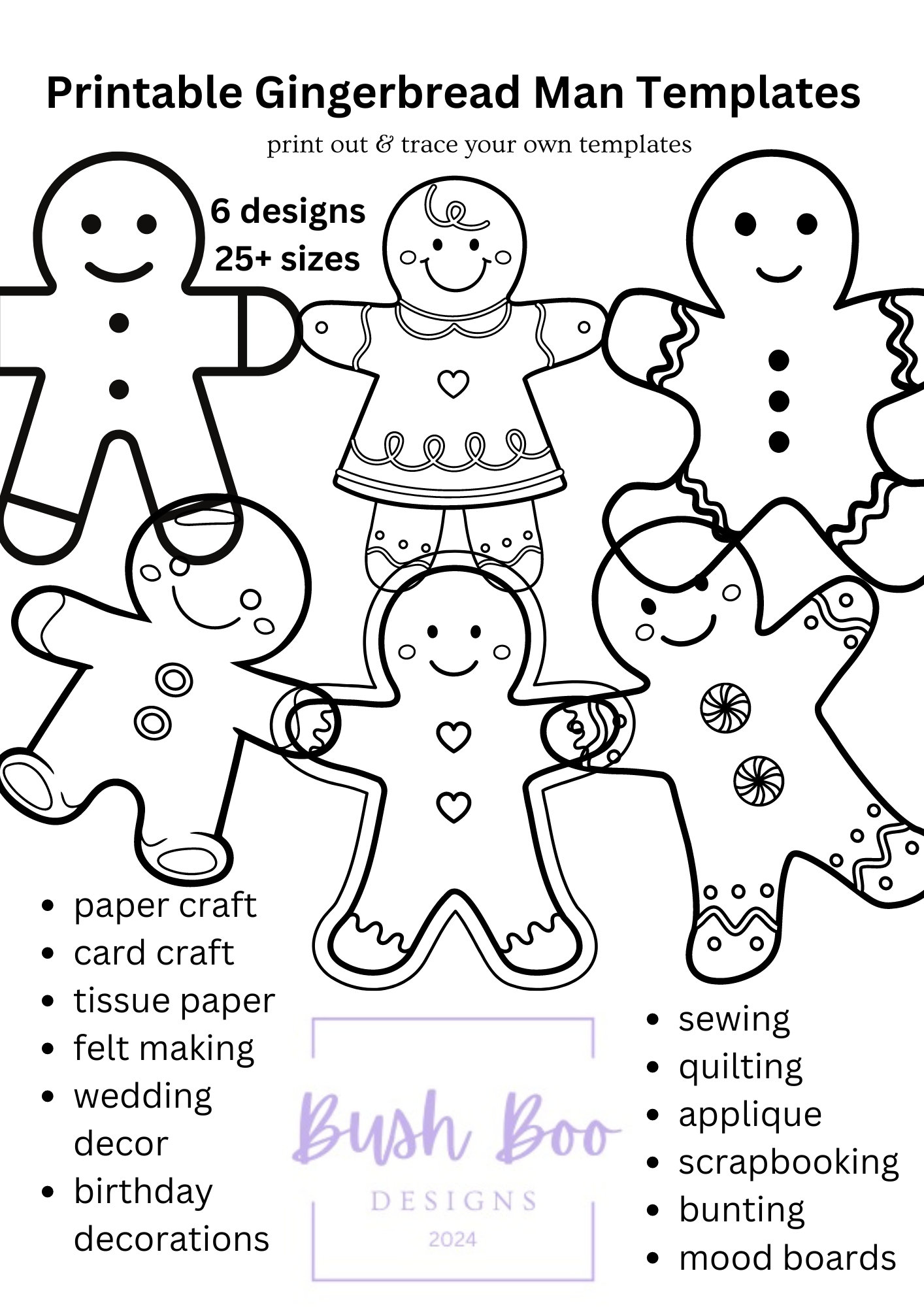 Gingerbread Man Template Set: Craft Stencils, Paper Crafts (PDF ...