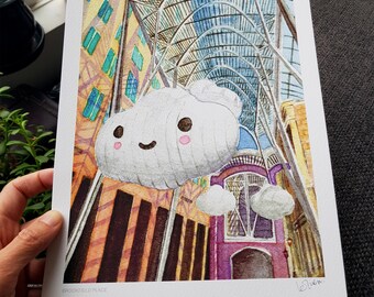 Brookfield Place "Into The Cloud" - Toronto Art // Watercolor Giclee Print // Giclee Print of Original Watercolor Painting