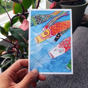 Ansichtkaart - Koinobori Ansichtkaart - Koinobori - Kinderdagkaart - Japan - Postcrossing Idee