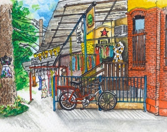 Toronto Art // Watercolor Giclee Print // Giclee Print of Original Watercolor Painting - Kensington Market (Limited Edition)