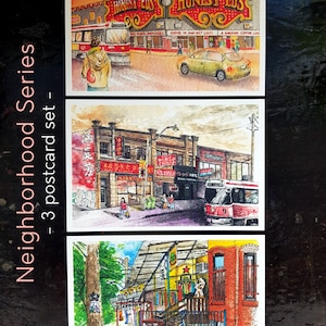 Toronto Postcard Set - Neighbourhood Series - Set of 3 Postcards - Popular Postcrossing Item